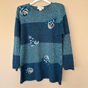 Vintage Sweater Women L Embroidered Roses Floral Cottagecore Grannycore Belle